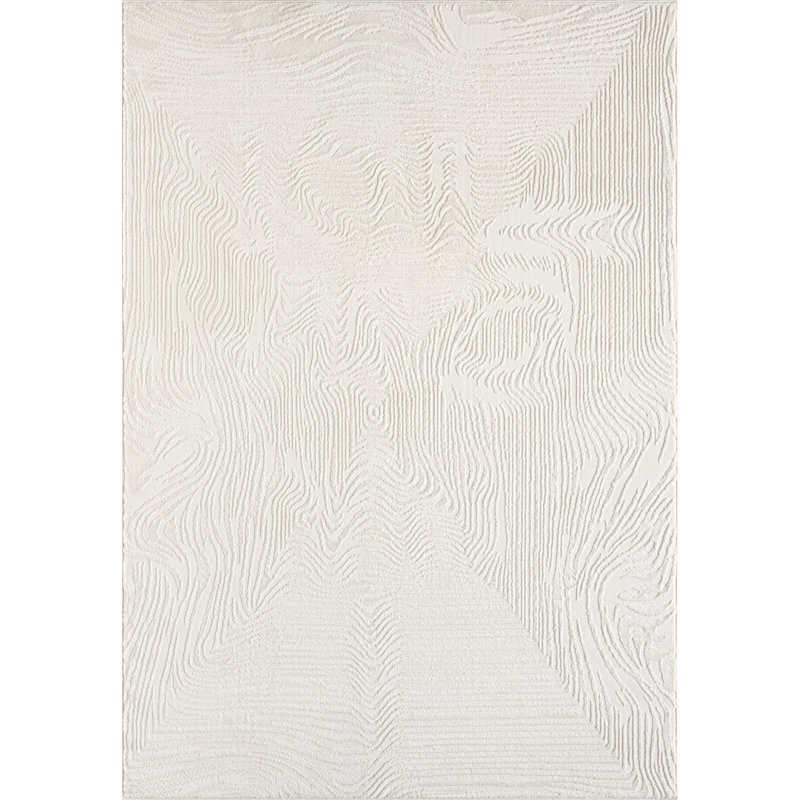 Abani Oltmann Oltmann110A Neutral Layered Wavy Borders Cream Area Rug, Rectangle 4' x 6'