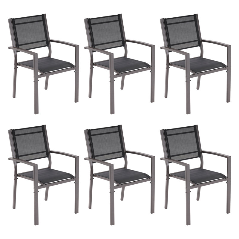 Ensemble de chaises de patio 6 pièces, Noir, noir, noir, noir