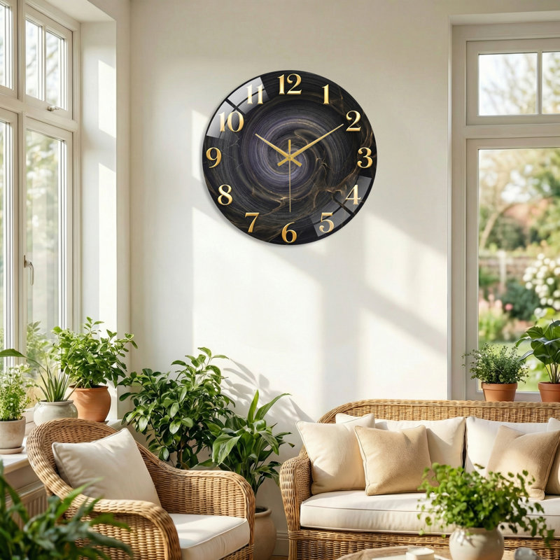 Horloge murale en marbre, 60 x 60 cm (23,6 x 23,6 pouces)
