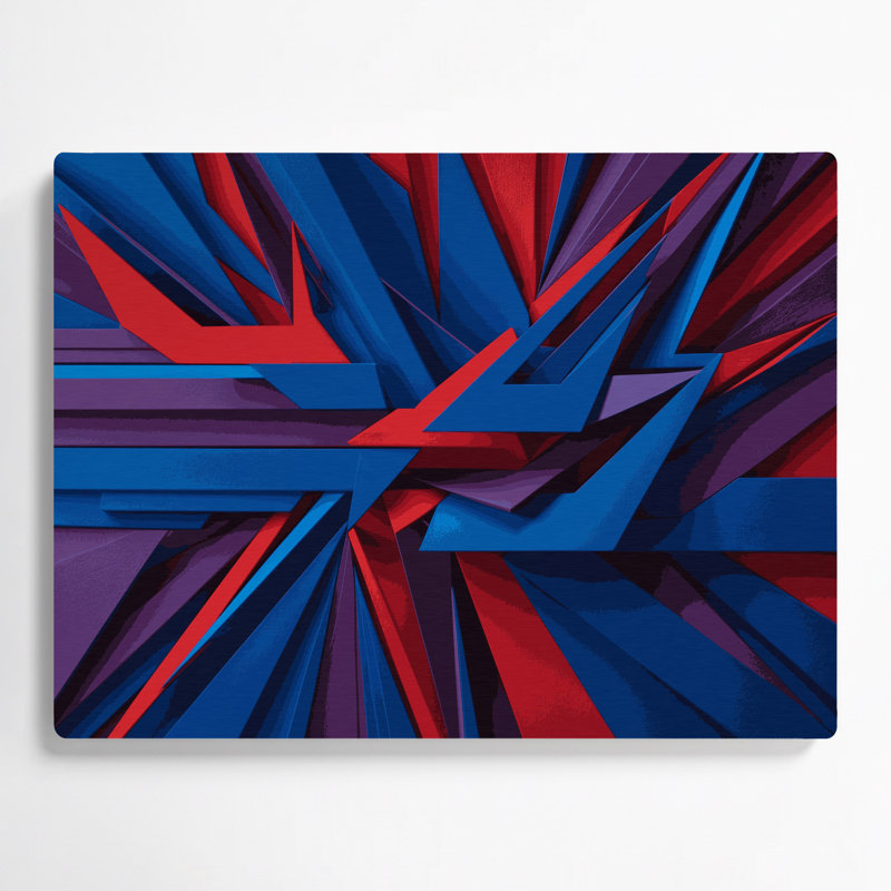 «Geometric Abstraction 6», art mural en métal mauve, H 11 po x l 14 po