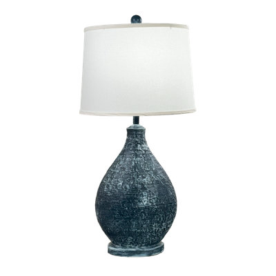 Weathered Oval Table Lamp with Fish Pattern
