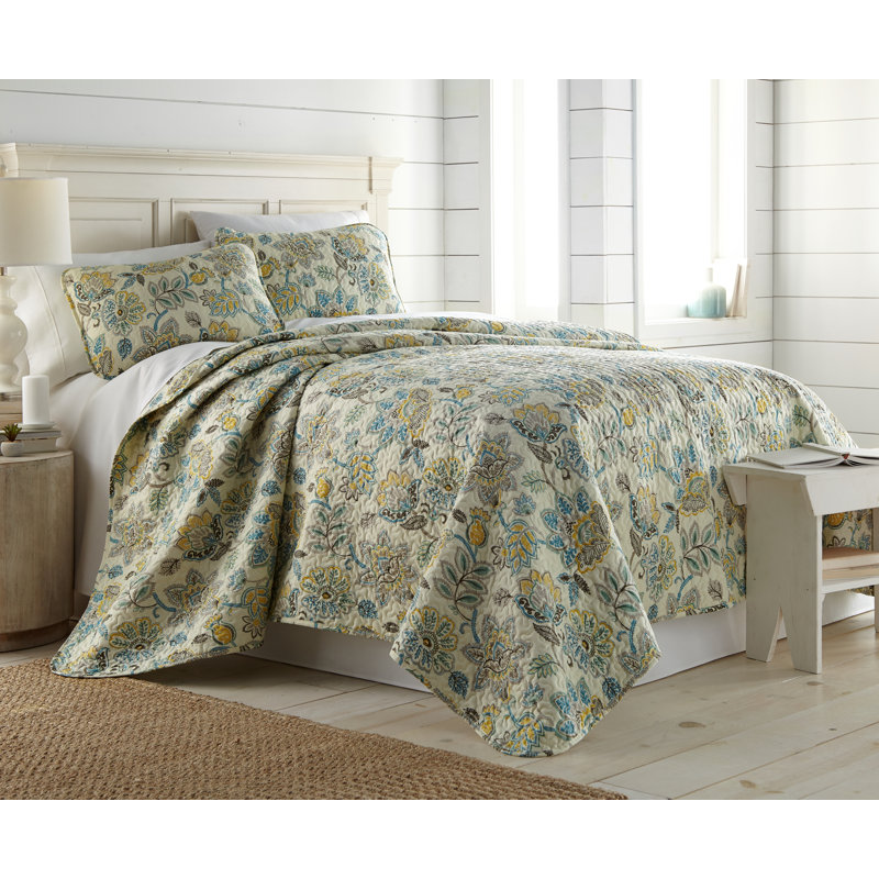 Ensemble de courtepointe en microfibre crème Wanderlust, Courtepointe grand + 2 couvre-oreillers standard