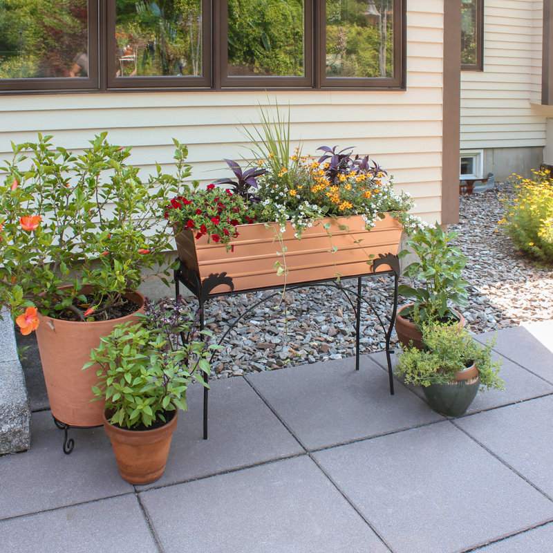 Lawrence Hill Metal Elevated Planter, 25.75"H x 35.25"W x 11"D, Copper