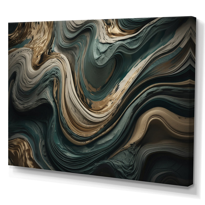 «Wave Twist», œuvre d'art abstraite, H 12 po x l 20 po x P 1 po, Toile tendue