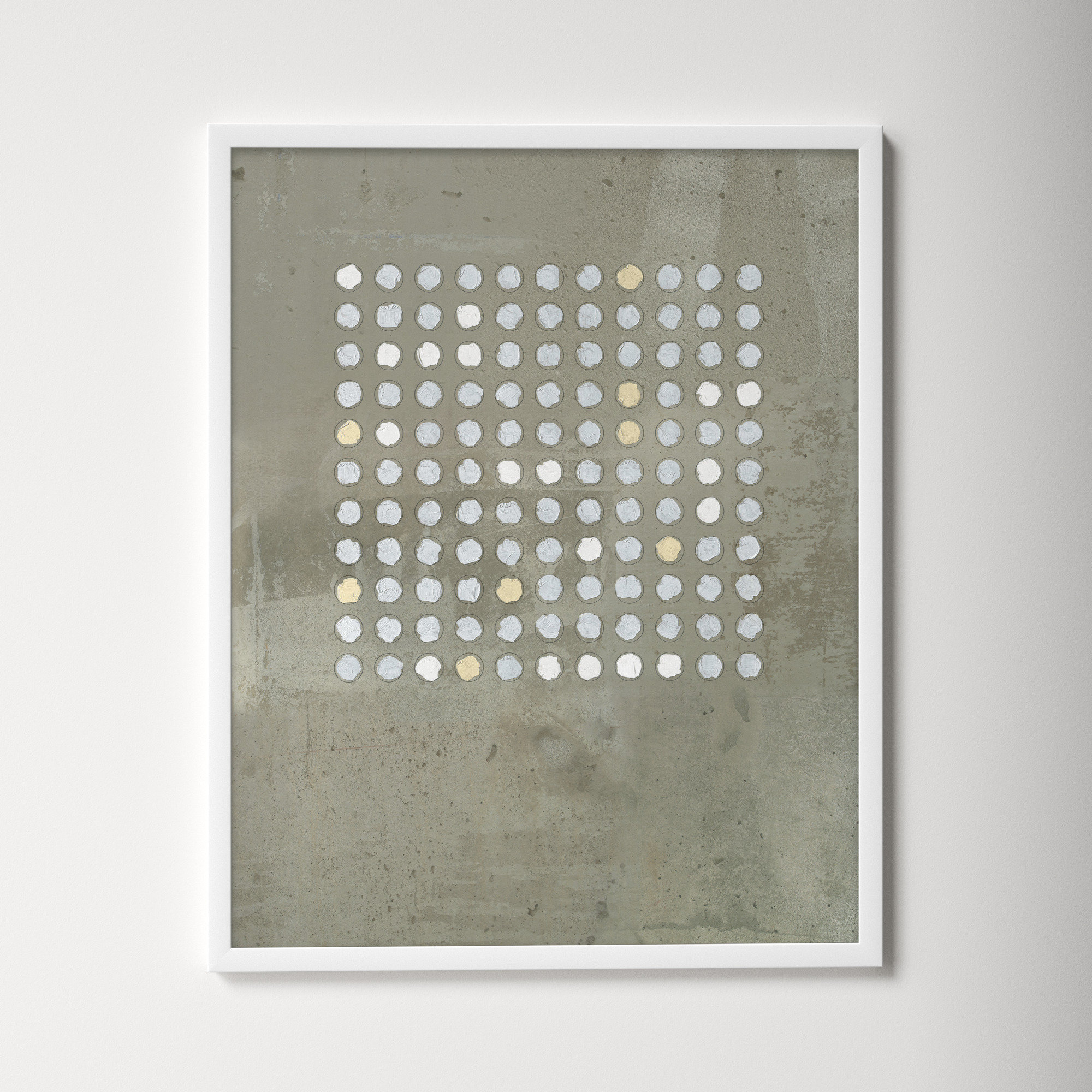 Circles In Squares 2 by Jacques Pilon, 38" H x 30" W x 1.25" D, White