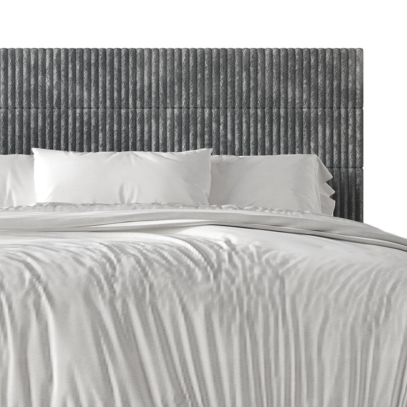 Lit plateforme tapissier Muehlebach, Double, Gris