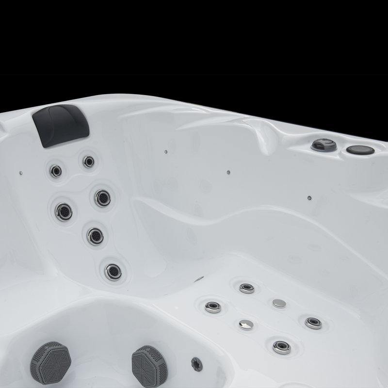 4-Person Grey and White Polyethylene Rectangle Hot Tub with 36 Jets