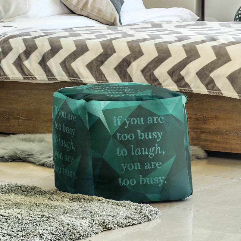 Upholstered Ottoman, Emerald Green, 13" H x 13" W x 13" D