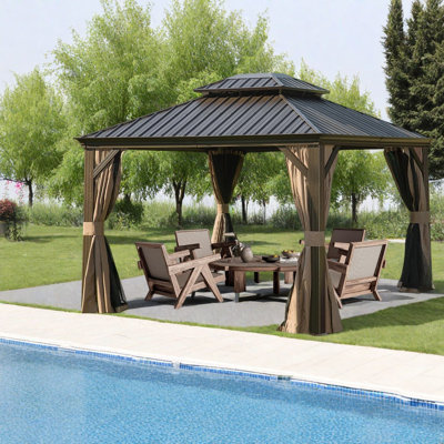 Spacious 10x12 Canopies & Gazebos(Must include Frame), Steel Modern Patio