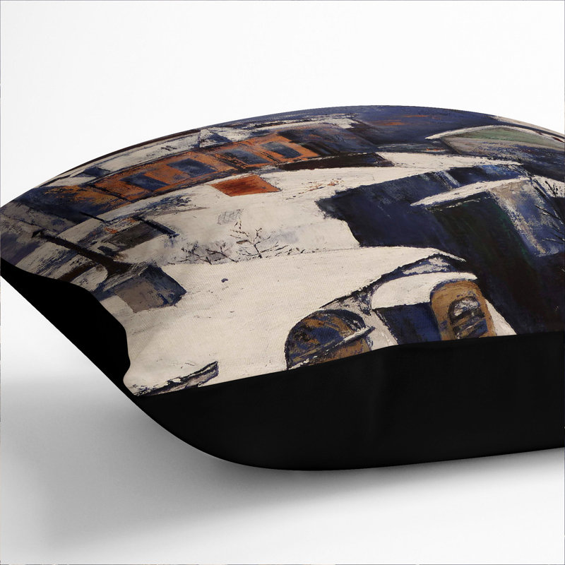 Rooftops in the Snow Vol.1 Scatter Cushion, 40cm H x 40cm W x 15cm D, Black