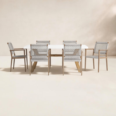 Fleur 74'' Rectangular 6 - Person Outdoor Dining Set