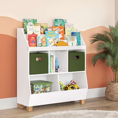 RiverRidge Kids Catch-All 35in Toy Organizer with Cubby Storage, Toy Storage Bins and Bookshelf - White by RiverRidge Home