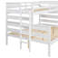 Lit simple superposé au dessus d'un grand lit en bois avec échelle Wood, blanc