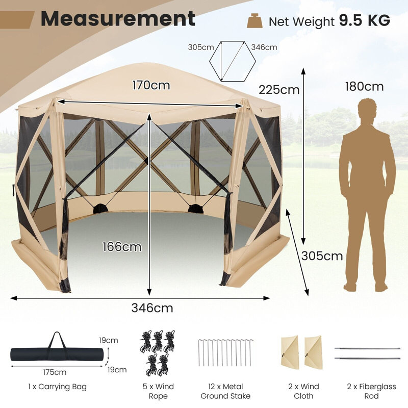 Calep 8 Person Tent, Brown