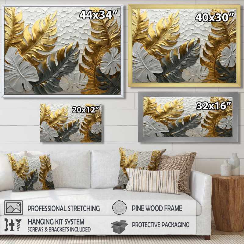 Clorene Golden Plams Midnight Collage II - palmiers et palmiers, art mural, Reproduction encadrée d'une seule photo