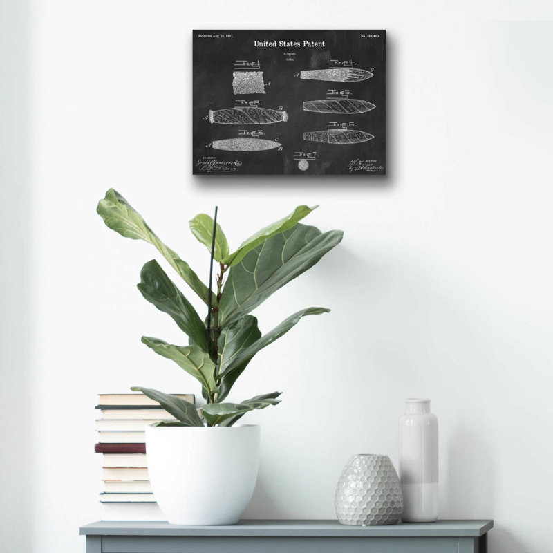 «Cigar Blueprint Vernis tableau noir», art mural en verre acrylique, H 12 po x l 16 po x P 0,13 po