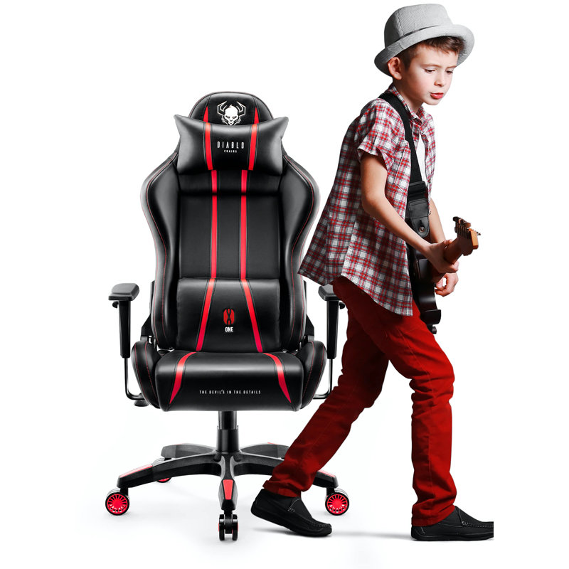 DIABLO CHAIRS Black/White Executive Chair with Wheels, Black/Red
