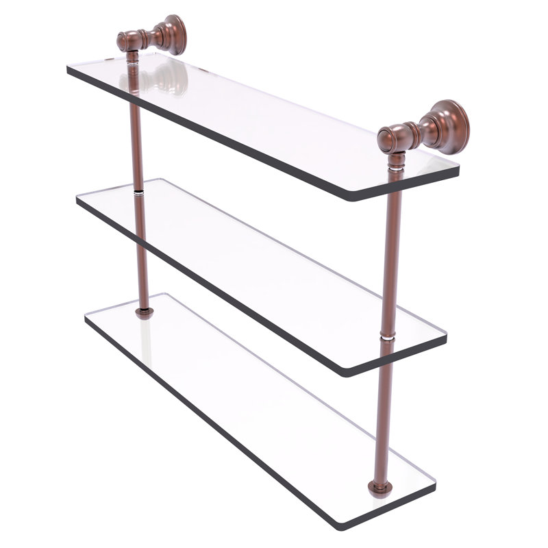 Freyja 3 Piece Glass with Towel Bar, 16" H x 22" W x 5.54" D, Antique Copper
