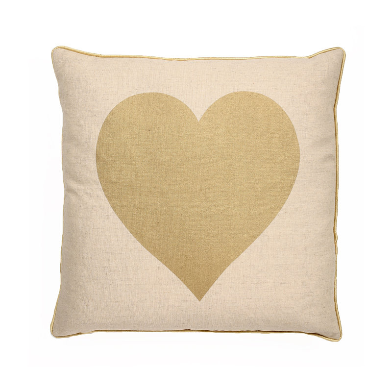 Love Heart Throw Pillow, Gold, 18"W x 18"L, Pillow Cover Only - No Insert