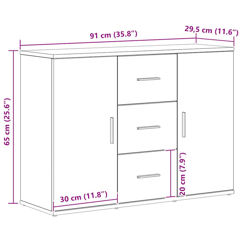 Lovice 91cm Sideboard, Black Oak