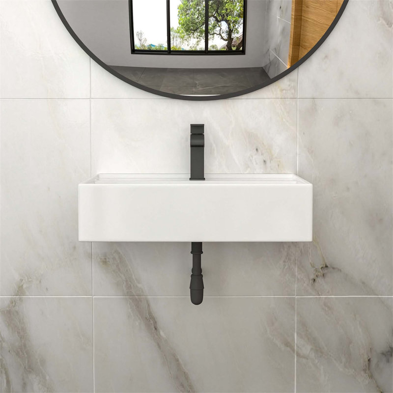 20.5'' Concrete Vessel Rectangular Modern Gray Bathroom Sink With Durable And Easy-To-Clean Surface For Contemporary Design