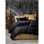 Ensemble de housse de couette double luxueuse en satin, noir et or, 78,7 x 86,6 pouces | 100% satin de coton, brodé | Comprend 2 taies d'oreiller et 2 taies d'oreiller Oxford | Lavable à la machine, conception élégante avec fermeture à boutons