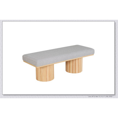 Contemporary Light Grey Boucle Fabric Upholstered Bench with Chunky Legs for Bedroom and Living Room, Stylish and Durable