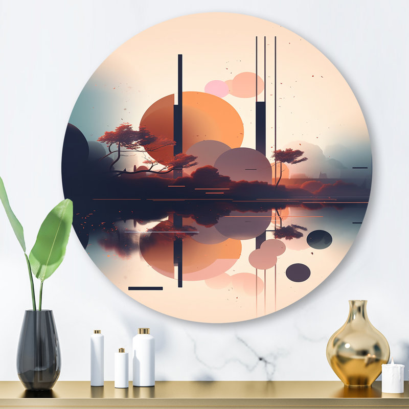 Soft Blue And Pinkd Minimal Mid Century Art IV Abstract Wall Decor on Metal, 29" H x 29" W x 1" D