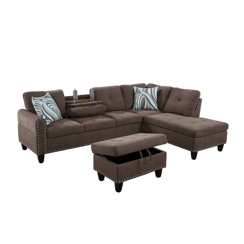 Ensemble de canapé de salon modulaire en microfibre 3 pièces Aspen, Orienté à droite