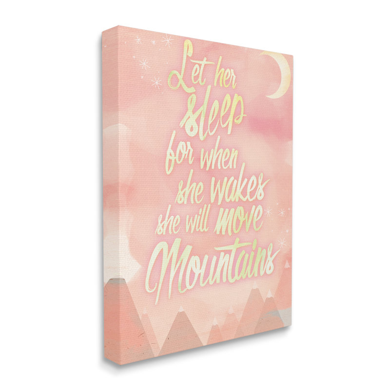 «Let Her Sleep Pink Water Color Mountains» par Kimberly Glover - reproduction, L 30 po x H 40 po, Plaque murale