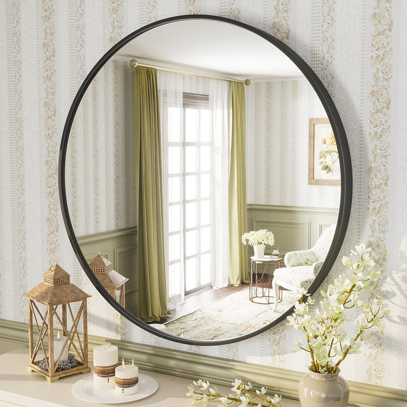 Miroir de salle de bain Molly Easy, Noir, 36 po x 36 po