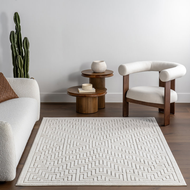Tapis intérieur / extérieur à motif géométrique Latitude Run® Zinnia, Rectangle 10 pi x 14 pi