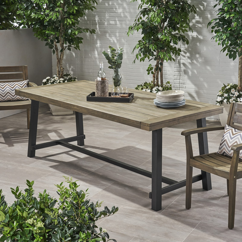 Table de salle à manger d'extérieur en bois d'acacia, gris / rustique