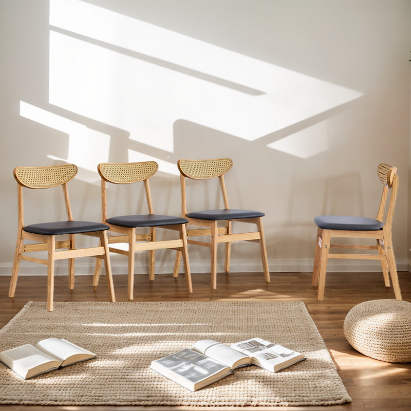 Ensemble de 4 chaises d'appoint rembourrées Charisa,  Jaune clair