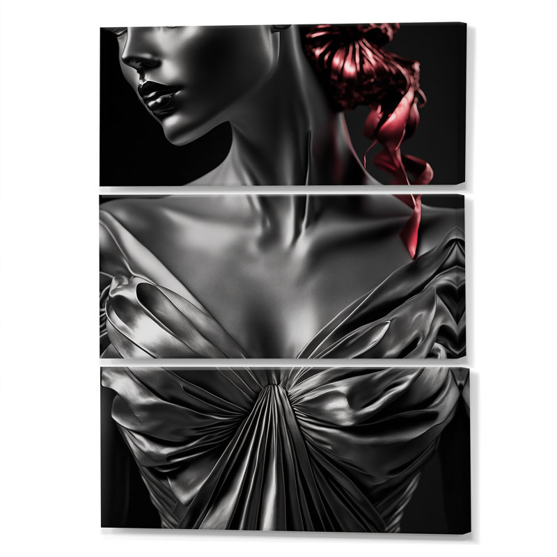 «Vintage Fashion Buste - Woman Sensual», ensemble d'art sur toile, H 28 po x l 36 po x P 1 po
