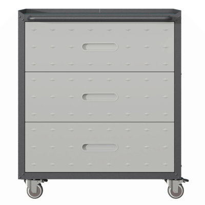 Metal Storage Cabinet With Wheels - 3 Drawer Tool Cabinet For Garage, Office, And Organizer Solutions