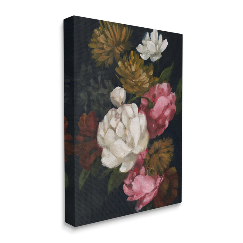 Arrangement de pivoines sur toile, H 40 po x l 30 po x P 1,5 po