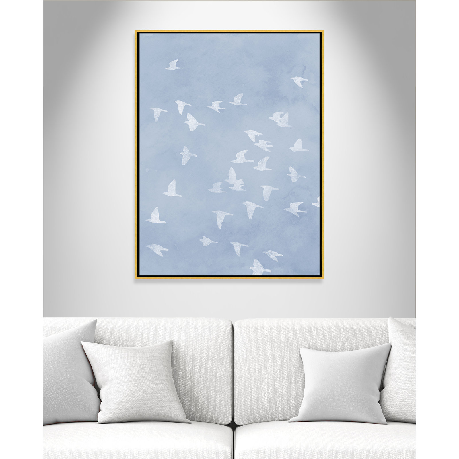 Flying Friends Print by Marcus Prime, 31.5'' W x 41.5'' H, Gold Floater