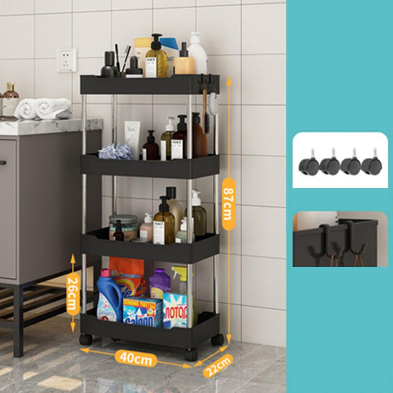 Rolling Storage Cart 83cm H x 40cm W 4 - Cabinet Sorage Trolley