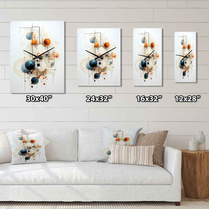 Horloge murale abstraite bleu sarcelle, H 28 po x l 12 po x P 1 po