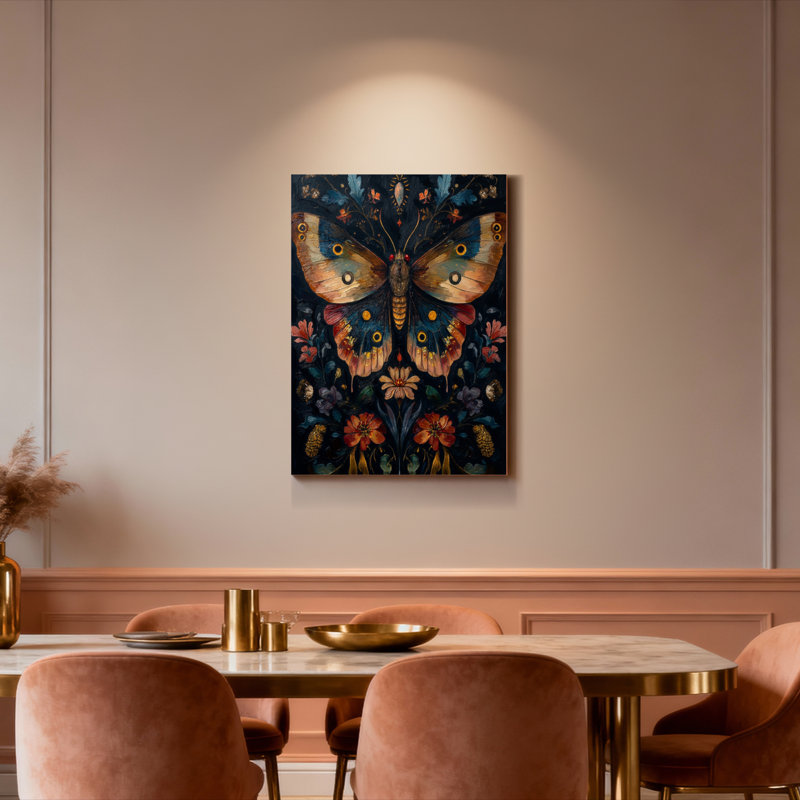 Ensemble de 1 tableau sur toile à motif floral papillon, H 40 po x l 28 po
