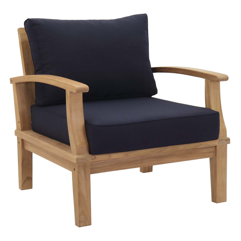 Fauteuil d'extérieur en teck Marina de Modway, Bleu marine