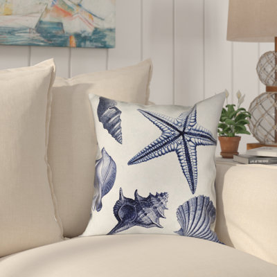 Blue Shell Toss Outdoor Throw Pillow