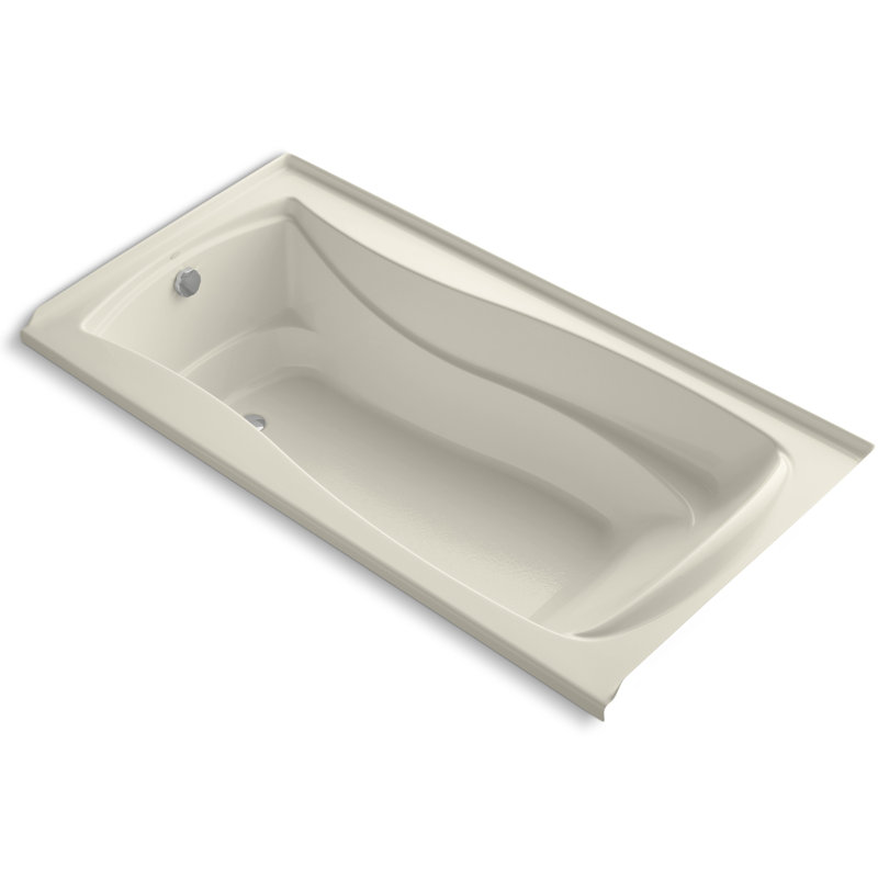 Mariposa 72" x 36" Drop In Soaking Acrylic Bathtub, Almond, Left