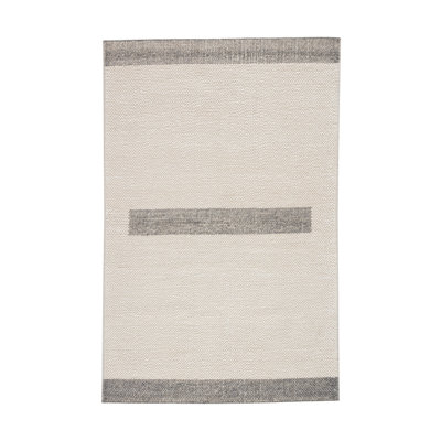 Hand Hooked Area Rug in Pewter/Ivory