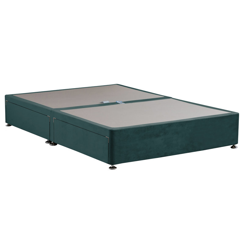 Riviere Bed, Super King (6'), Plush Teal, 4 Drawer Divan Base