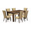 Ensemble de salle à manger 7 pièces composé d'une table de salle à manger rectangulaire en bois rustique et de 6 chaises rembourrées en tissu brun, 36 x 60 pouces, jacobin-873062867-873062871