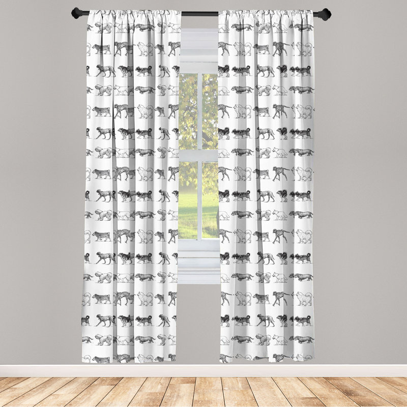 Dogs Semi-Sheer Rod Pocket Curtain Panels, 28" x 63"