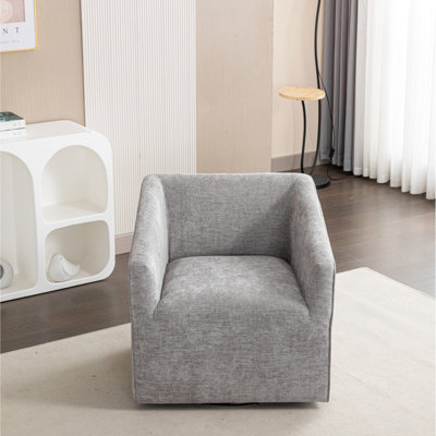 360° Swivel Upholstered Armchair In Gray With Comfortable Chenille - Provide A Stylish Study Room Chair