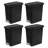Sterilite 2.7 Gallon Rectangular Step On Trash Bin Wastebasket, Black (4 Pack)